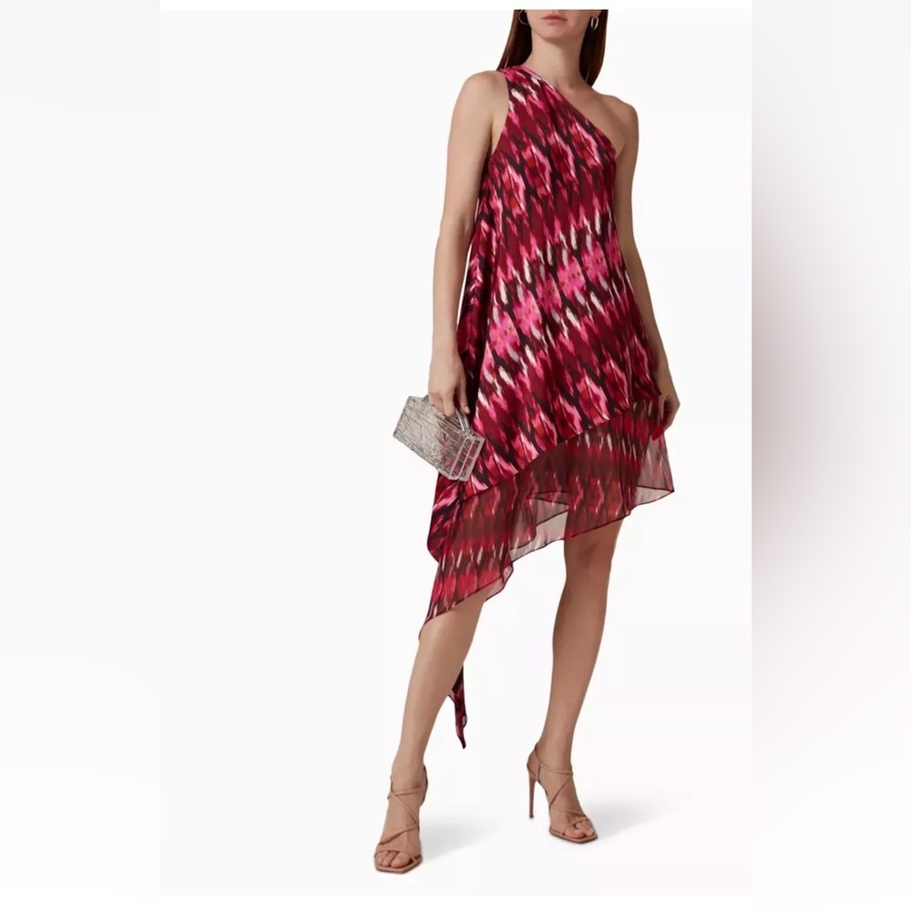 NWT Misa Los Angeles‎ Women’s Yasmin One Shoulder Trapeze Chiffon Dress Size S